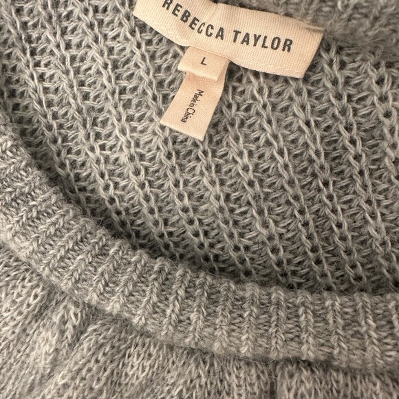 REBECCA TAYLOR One Shoulder Alpaca Wool Ruffle Knit Pullover Sweater Grey Large - Picture 5 of 7